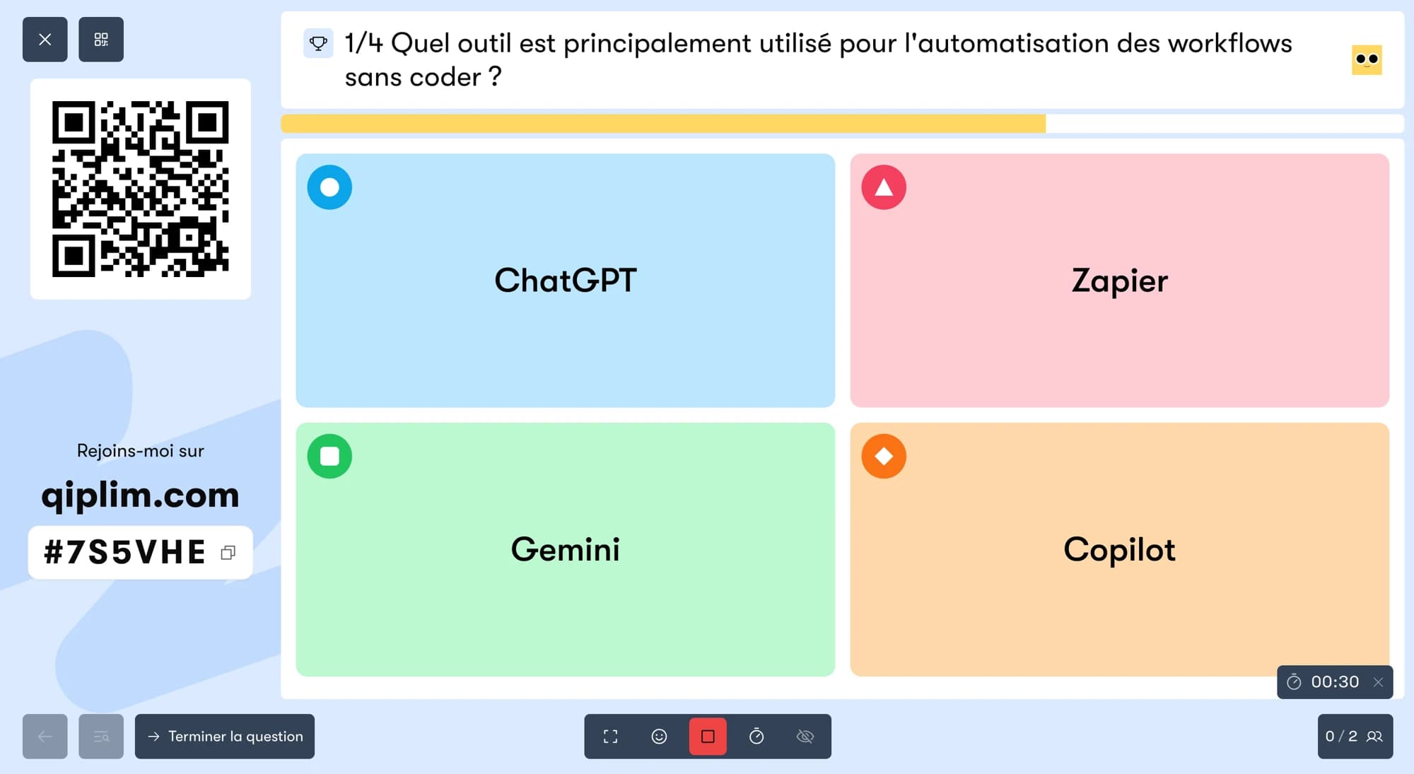 Session Qiplim Live : activité animée en temps réel