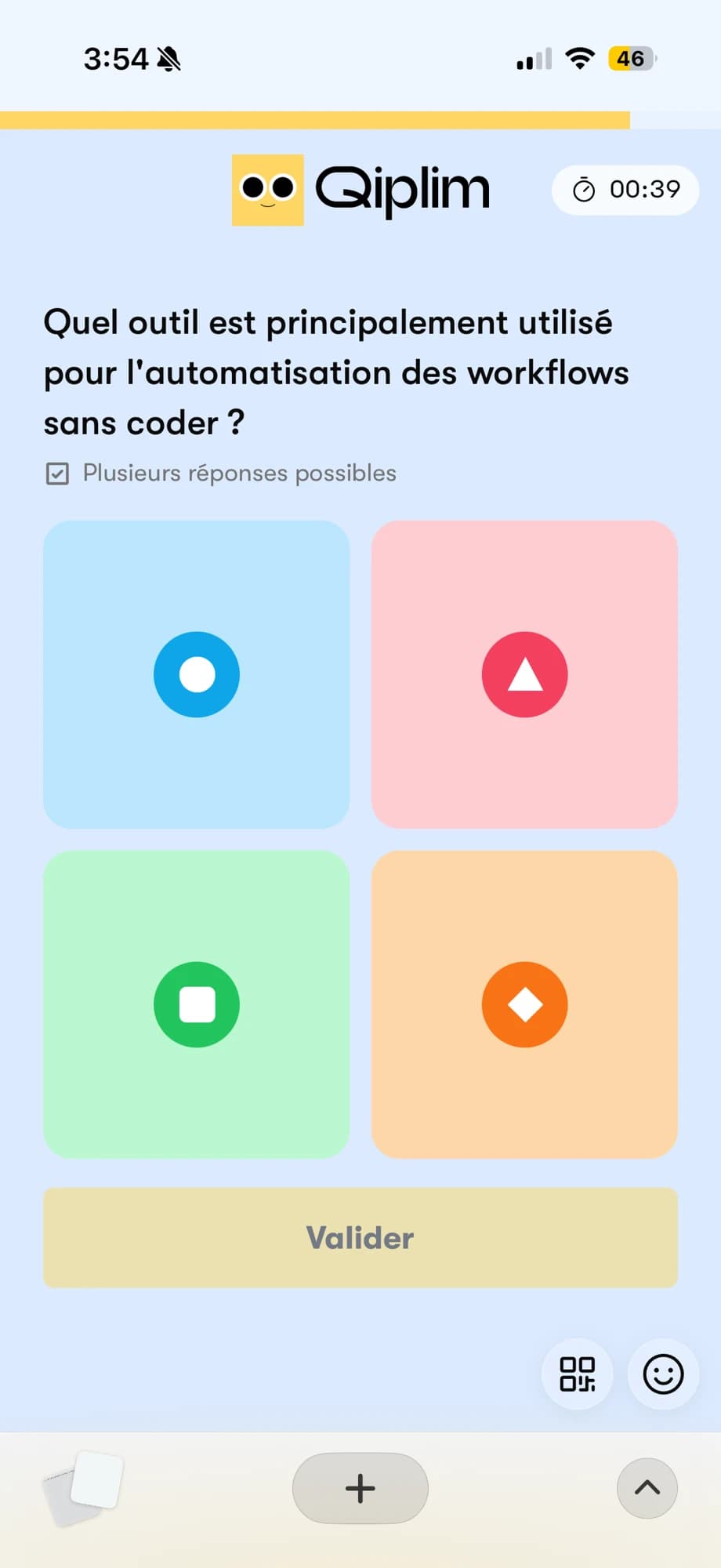 Vue participant sur smartphone pendant la session live