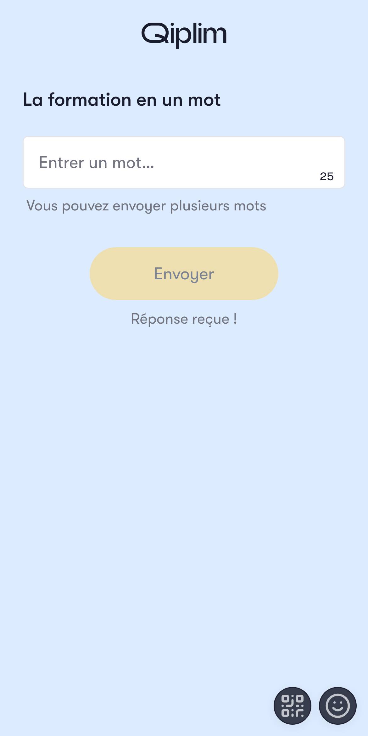 L'écran participant d'un nuage de mots sur téléphone