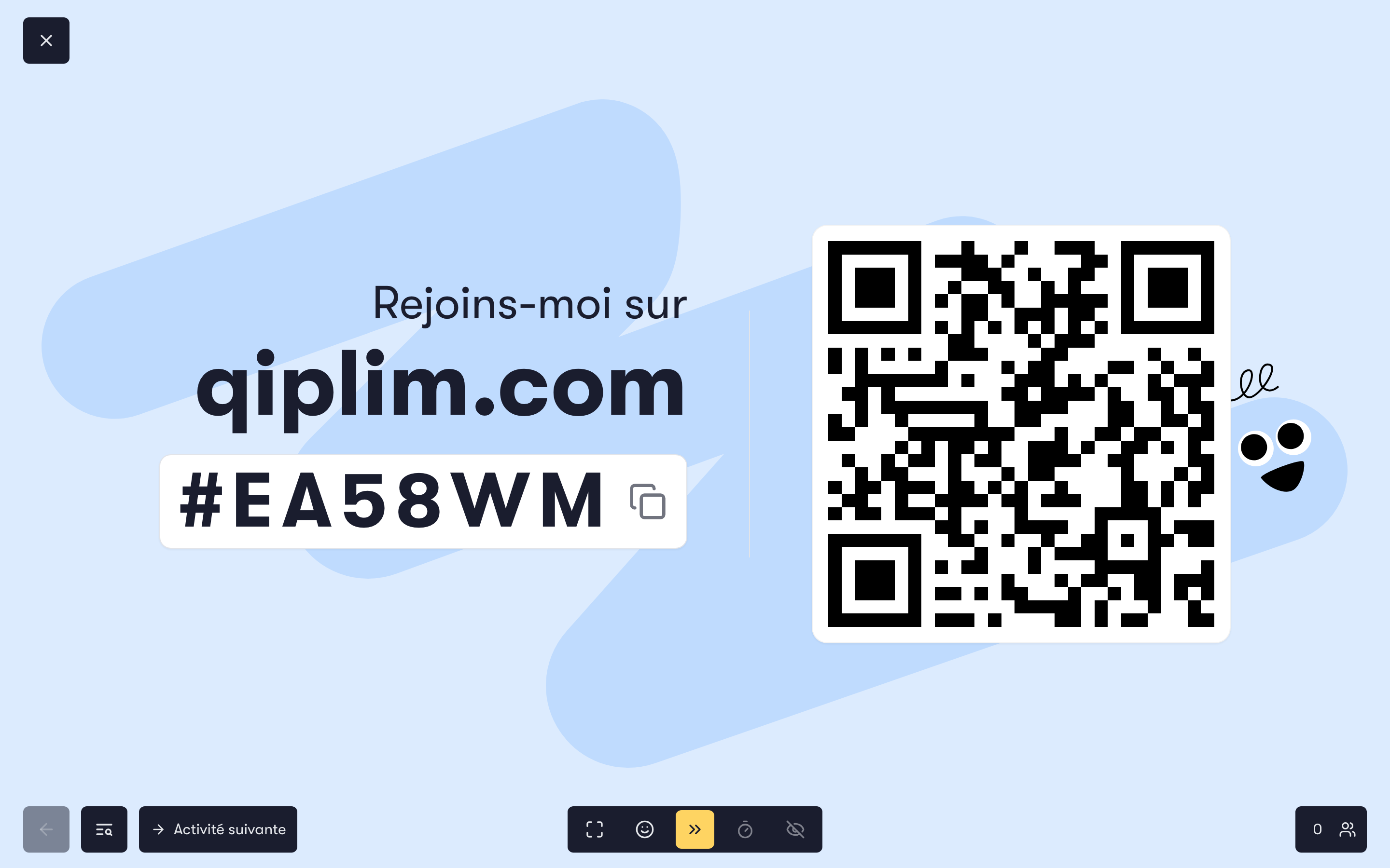 L'écran d'attente de session avec QR code et code court