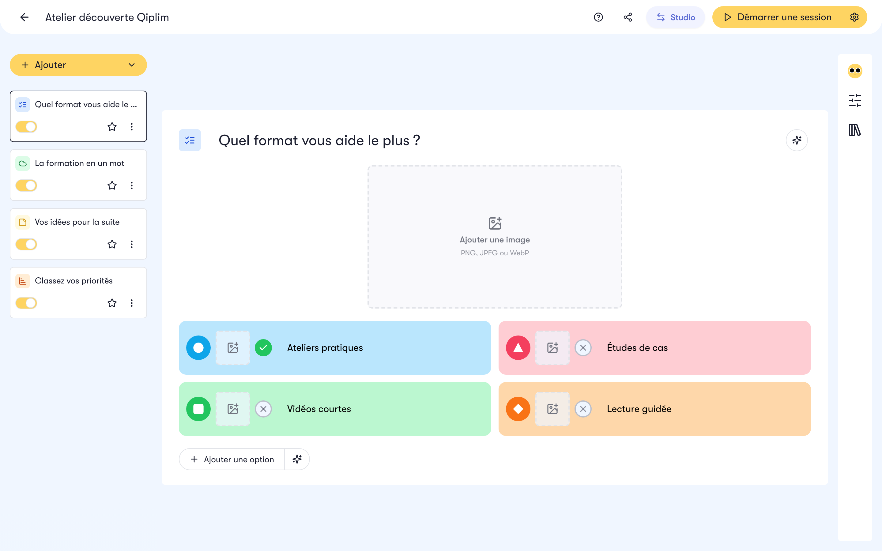 L'éditeur de projet Live, zones numérotées